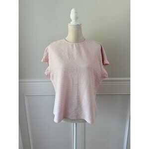 Pale Pink Textured Ruffle Sleeve Blouse XL